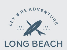 Vintage surfboard logo,surfing on summer beach.For business,badge,holiday, ,label,emblem.