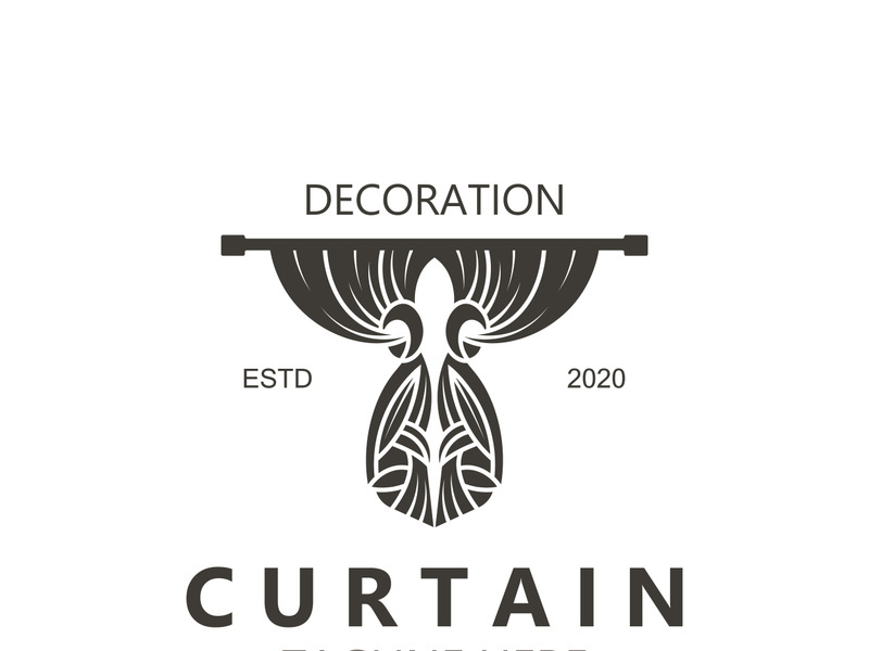 Curtain logo decoration style minimalist elegant vector design illustration