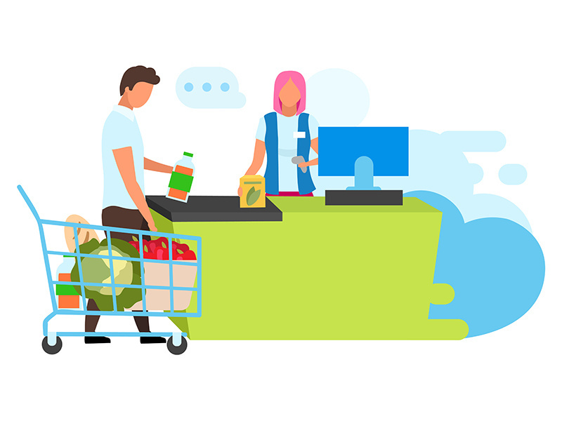 Grocery store flat vector illustration