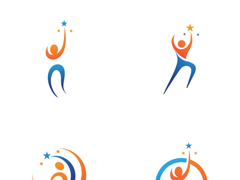 Star success people care logo and symbols