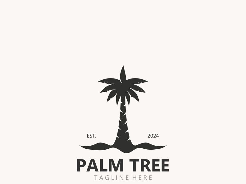 Palm tree simple and modern premium logo design. abstract icon palm beach illustration