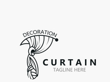 Curtain logo decoration style minimalist elegant vector design illustration