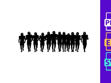 Silhouette of a group of people running together in unison preview picture