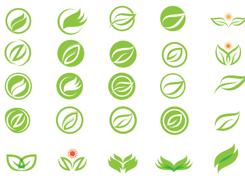 Leaf green tree logo element