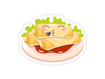 Chineese spring rolls cute kawaii vector character preview picture