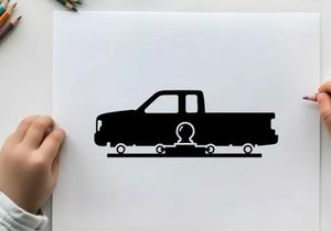 Silhouette of a pickup truck with a trailer