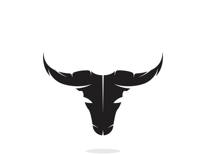 Retro vintage bull head horns logo.