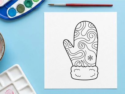 Sarung tangan Natal buatan tangan dengan pola salju dan hiasan lingkaran untuk desain liburan yang meriah
