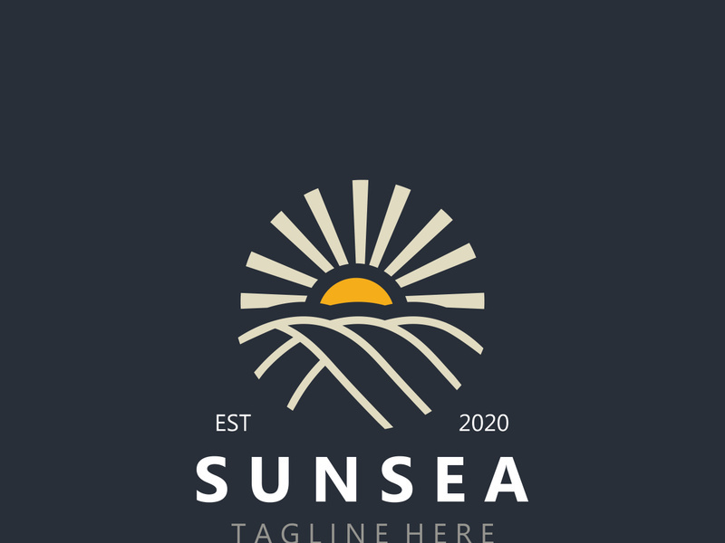 Sun sea Logo design creative premium sun beach logo icon vector template