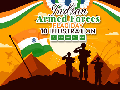 10 Indian Armed Forces Flag Day Illustration