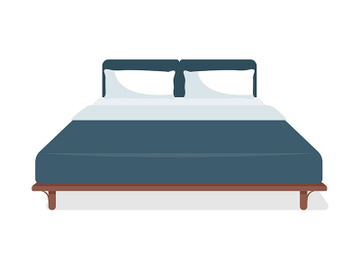 Double size bed semi flat color vector object preview picture