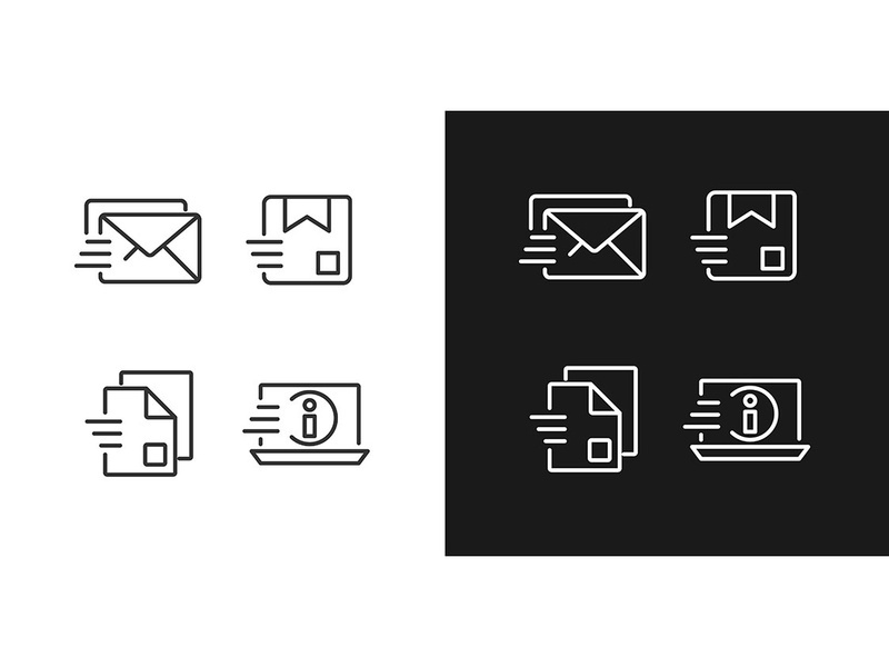 Information transmission pixel perfect linear icons set