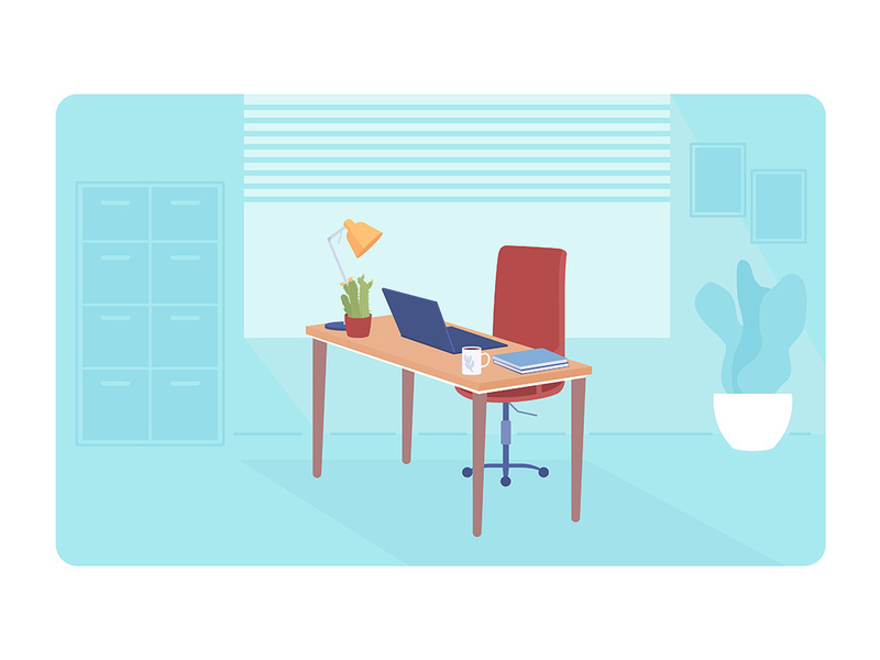 Convenient director office room 2D vector isolated illustration