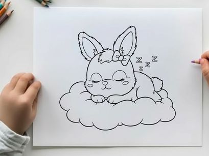 Cute sleeping bunny with zzz vector illustration