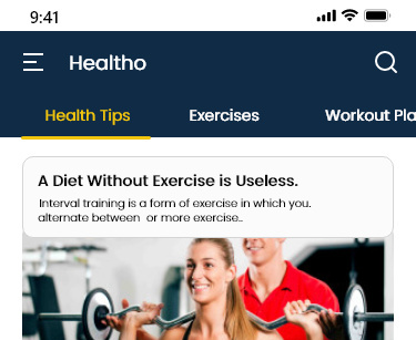 Free UI Kit Health Self Trainer Gym and Fitness App
