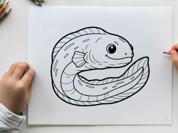 Cute smiling eel fish underwater vector illustration preview picture