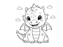 Cute baby dragon smiling vector illustration flat design