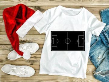 A soccer field diagram with markings and goals on a white background preview picture