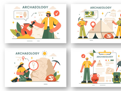 13 Archeology Vector Illustration