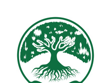 Root Leaf Family Tree of Life Oak Banyan Maple Stamp Seal Emblem Label logo design vector