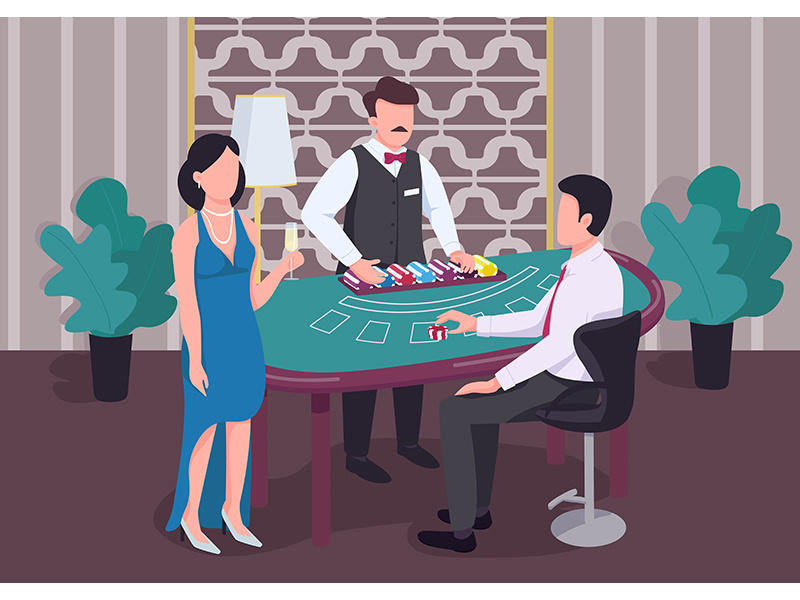 Casino flat color vector illustration