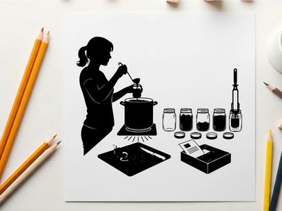 Silhouette of woman preparing wine in a cellar with equipment