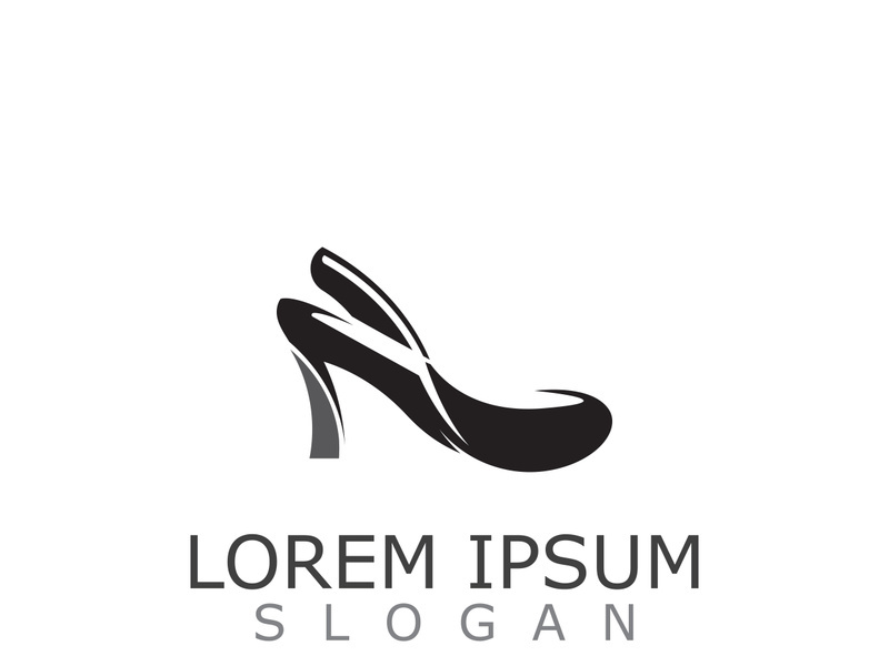 Women shoes logo design High heel fashion icon template vector for business store