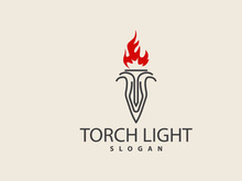 Torch Logo, Olympic Flame Vector, Simple Minimalist Design