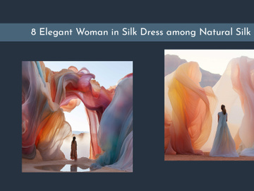 Elegant woman in silk dress among natural silk tulle preview picture