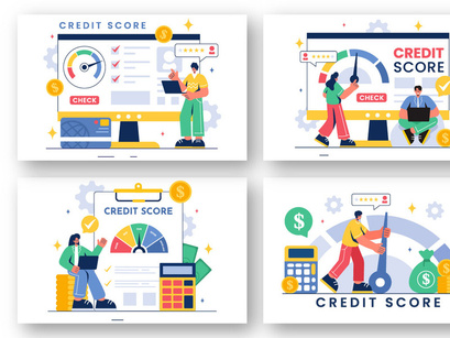 10 Credit Score Vector Illustration