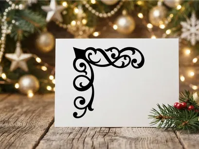 Diseño elegante de esquina decorativa negra para decoración festiva o de boda