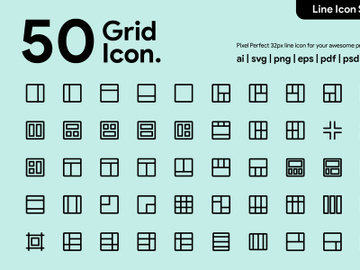50 Grid Line Icon preview picture