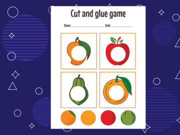 10 Pages Cut and glue game for kids. Cutting practice for preschoolers. Education paper game for children preview picture