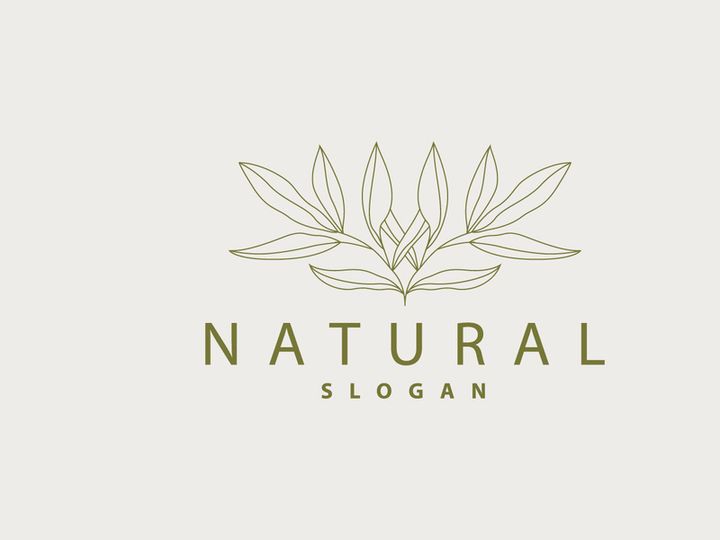 Leaf Line Logo, Beautiful Hand Drawn Design