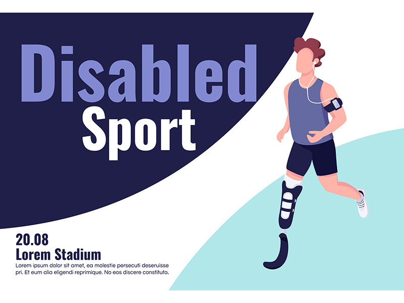 Disabled sport competition banner flat vector template