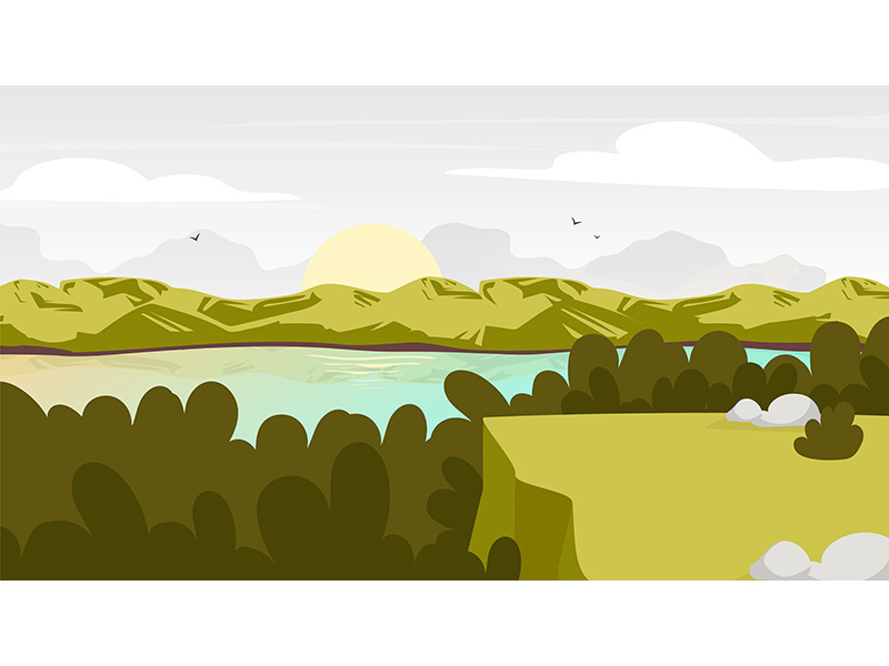 Forest view flat vector illustration
