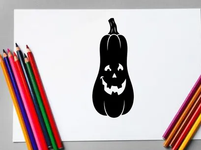 Halloween Pumpkin with Jack-o'-Lantern Face for Fall Decor