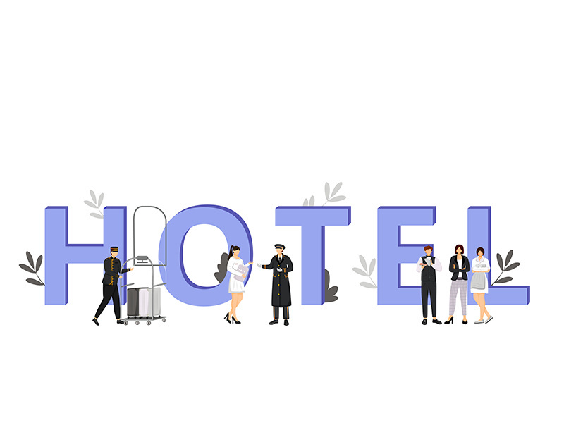 Hotel workers flat color vector illustration