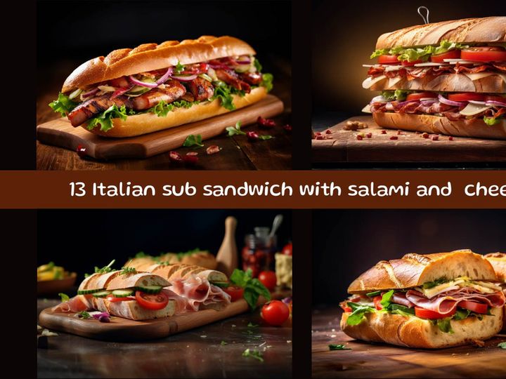 Italian sub sandwich with salami and  cheese
