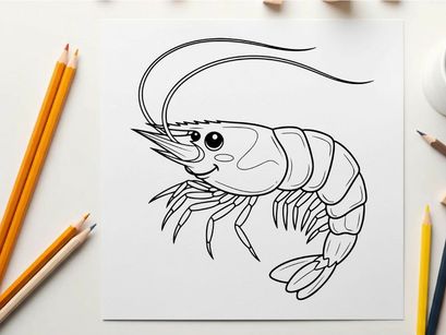 Cute shrimp cartoon smiling vector illustration flat design