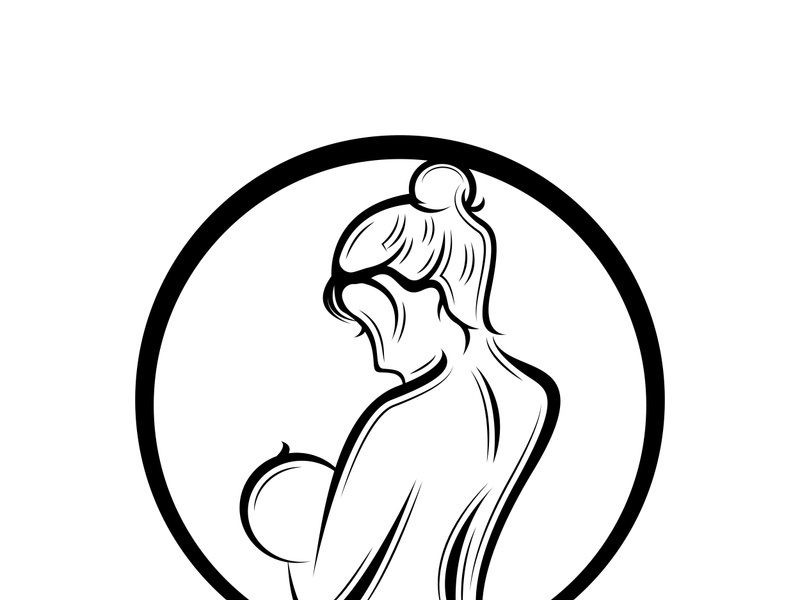 Beauty Lactating Mom Baby logo illustration
