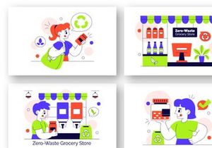 10 Zero Waste Grocery Store Illustration