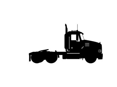 Silhouette of a semi truck on a white background