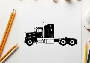 Silhouette of a semi truck tractor unit with sleeper cabin