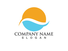 Wave Blue Water beach Logo vector Icon