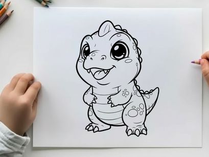 Cute baby dinosaur smiling happy vector illustration