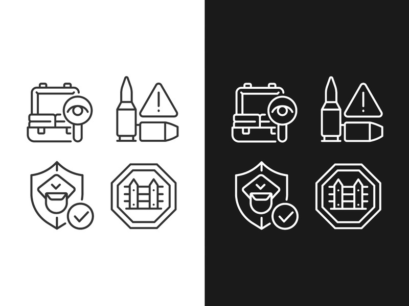 Checkpoint examination linear icons setCheckpoint examination linear icons set