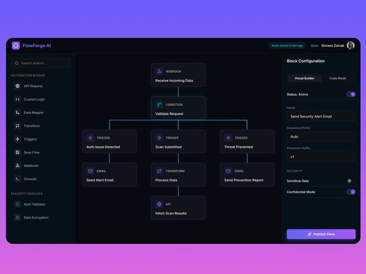 ai dashboard, saas ui, workflow builder, automation ui, dark mod