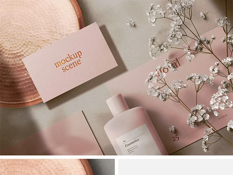 Freebie: Floral Cosmetics Mockup Scene