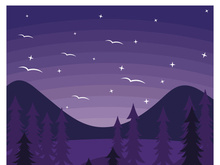 Beautiful landscape of mountains pine trees and moon design vector